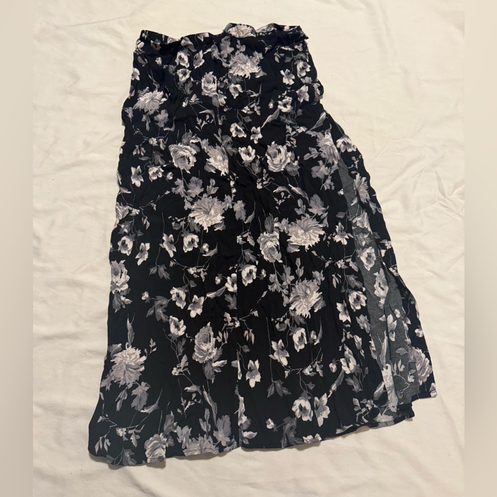 Floral Long Flowy Skirt with Side Slit